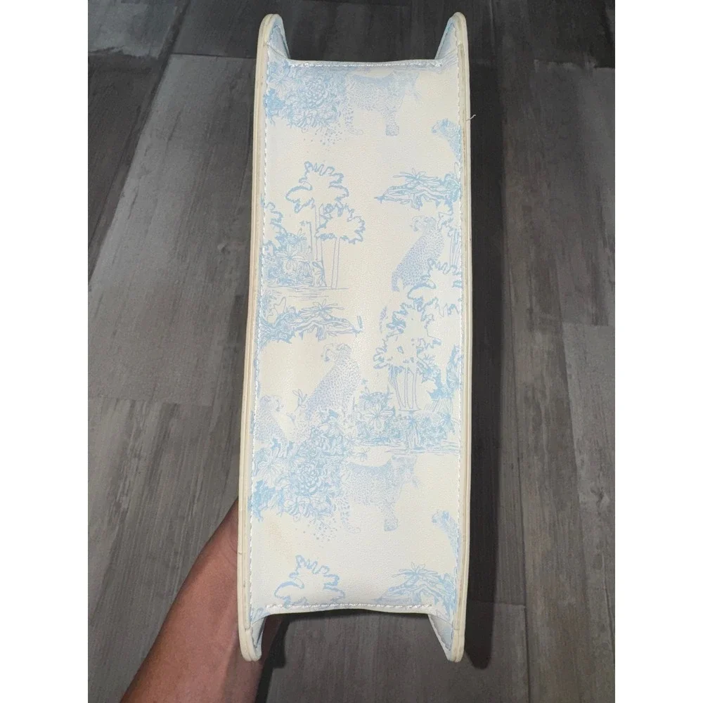 Aldo Top Handle Bag Women Cream Blue Toile De Jouy Ruched Handle Small OS